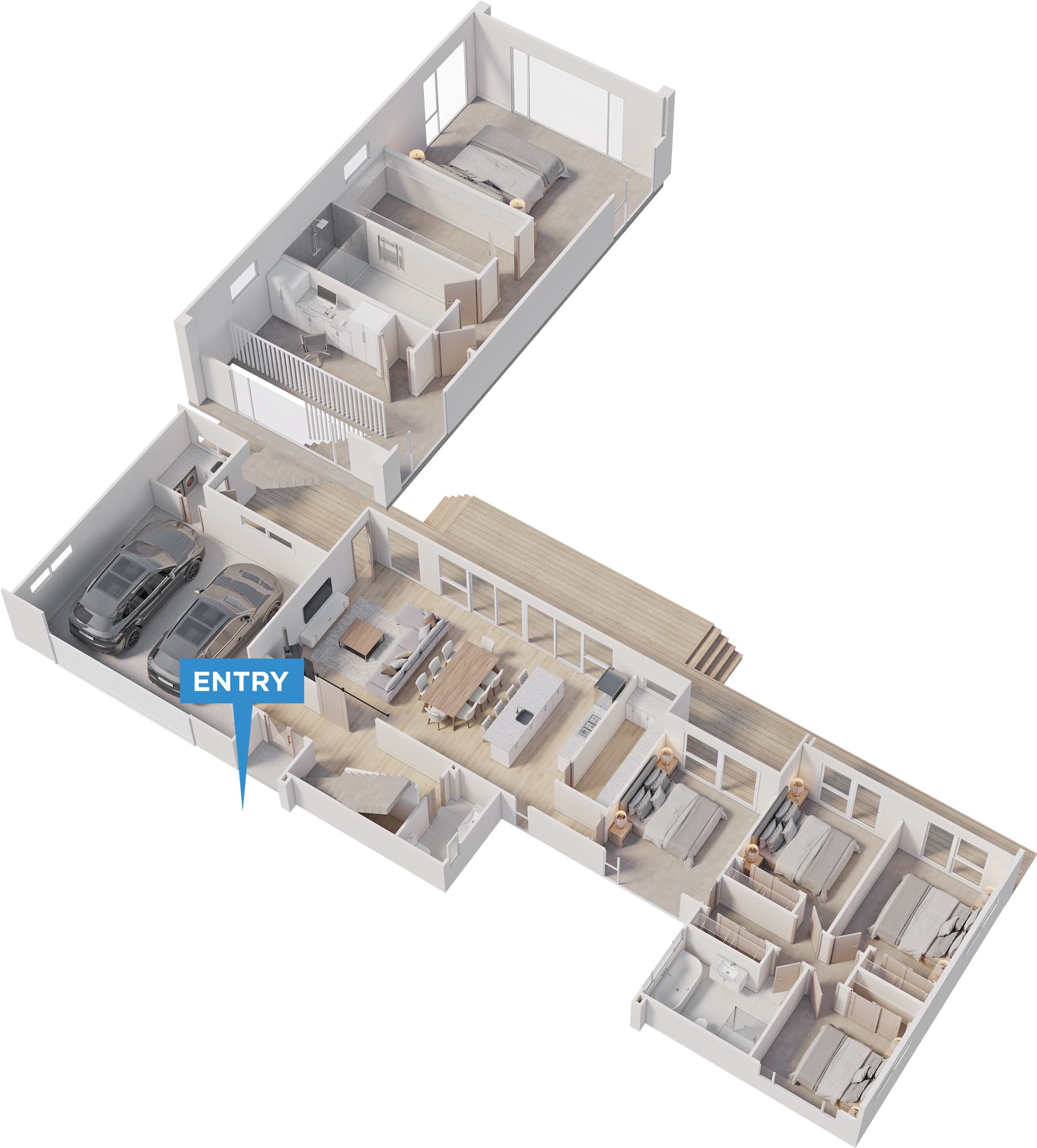 Scenic floor plan in 3D