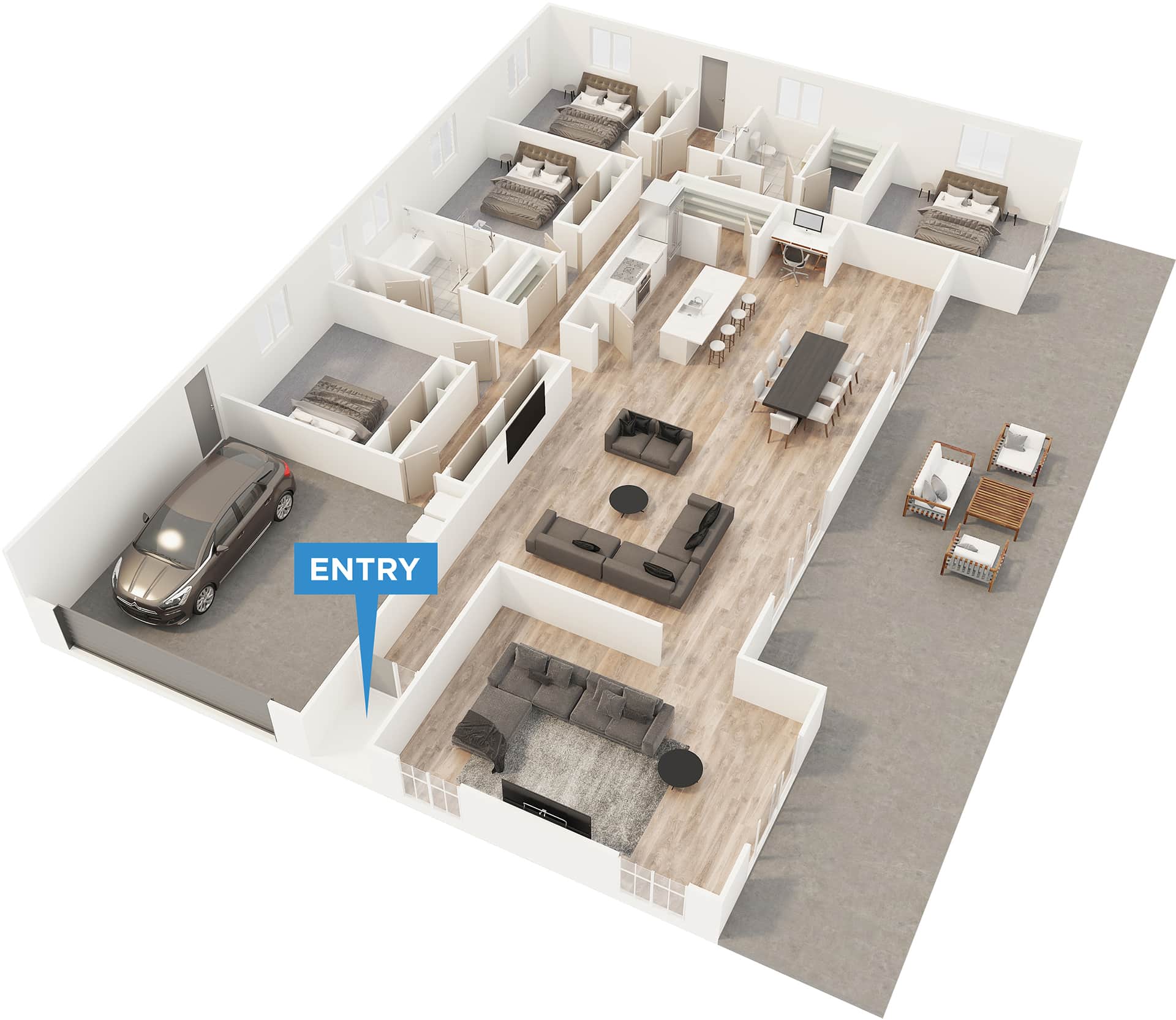 Ruahine floor plan in 3D