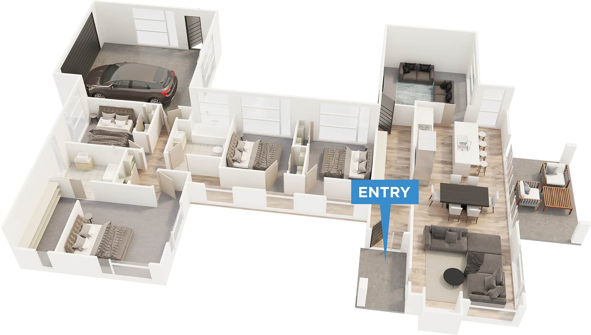 Palm Springs floor plan in 3D