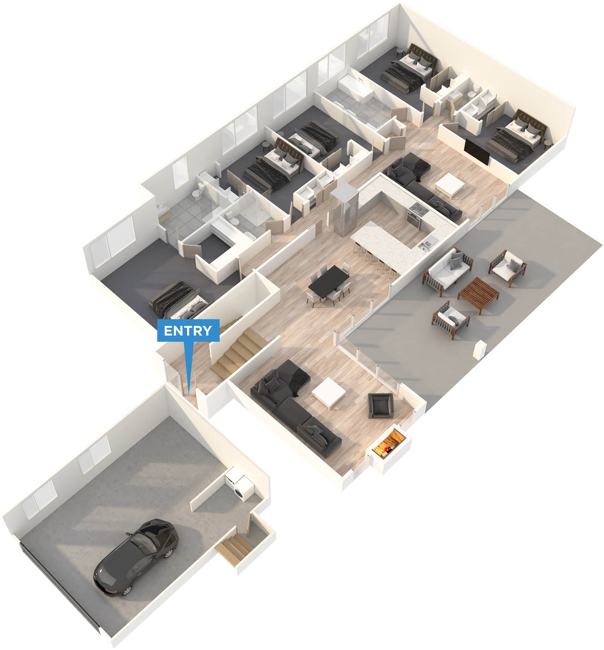 Papamoa floor plan in 3D