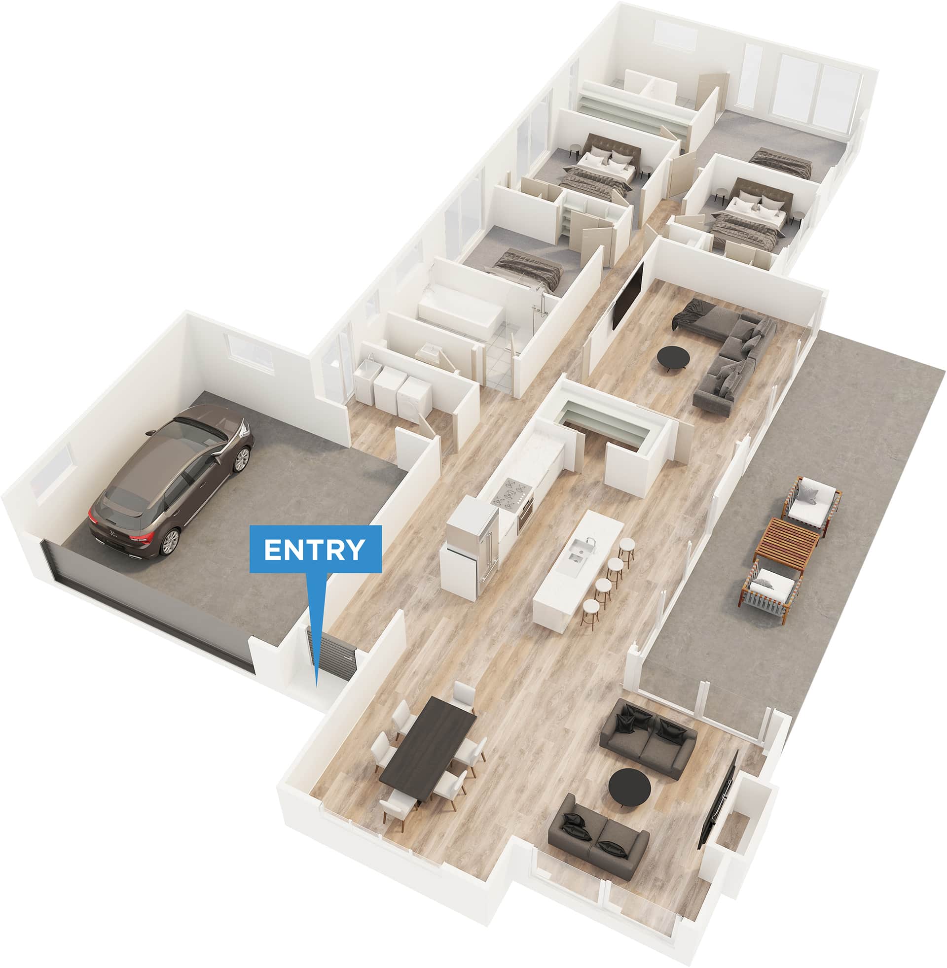 Pohutukawa floor plan in 3D