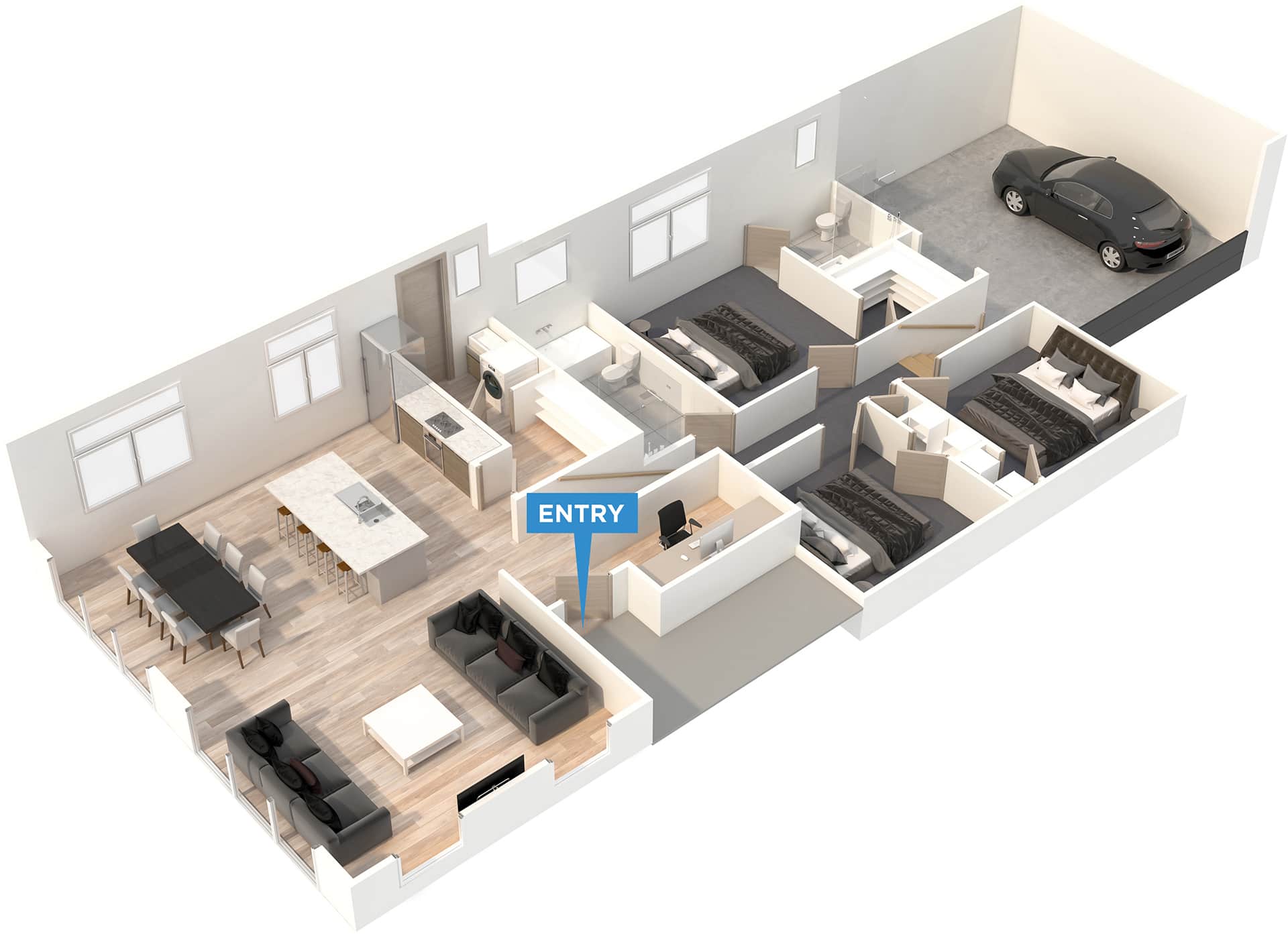 Roma floor plan in 3D