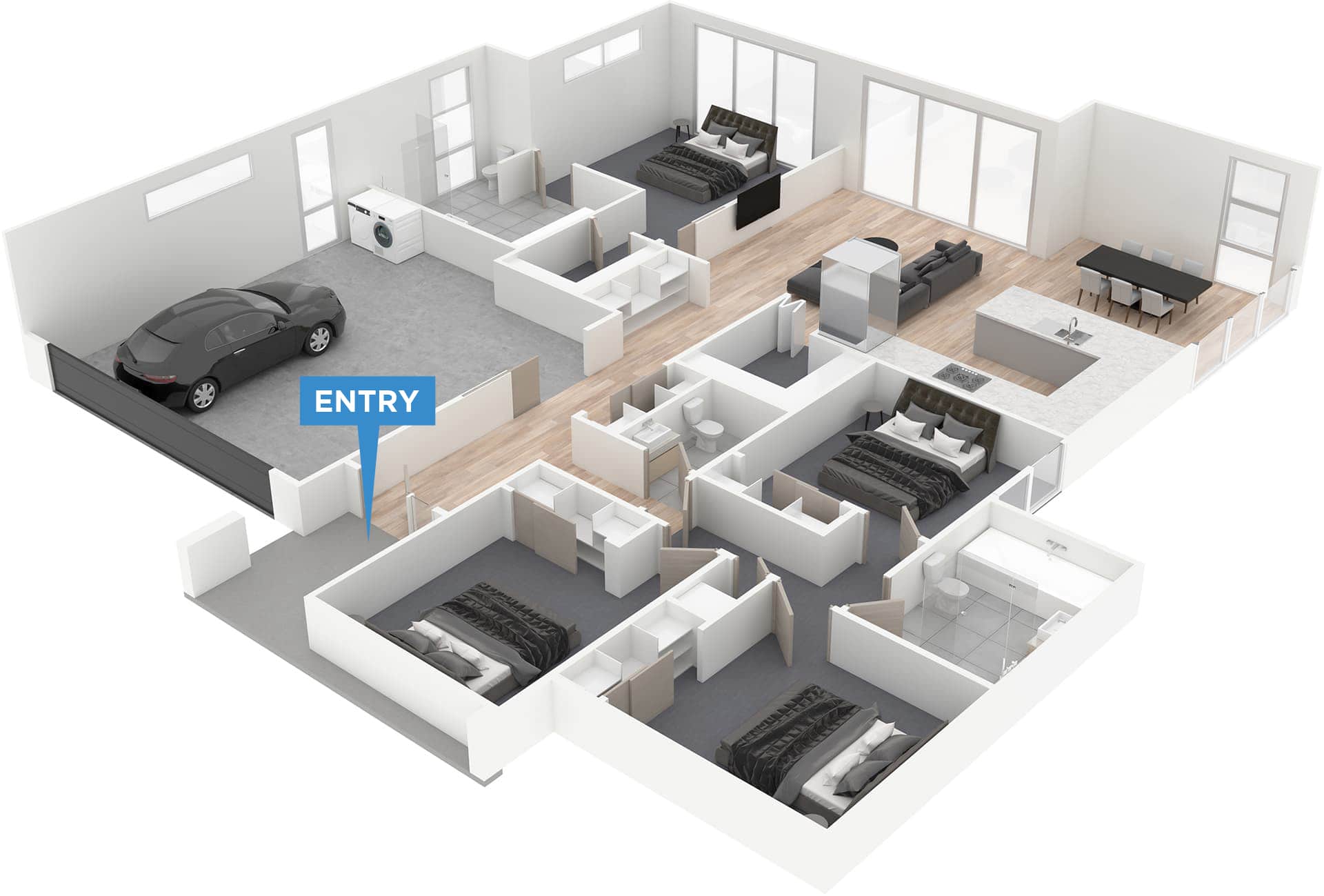 Twin Parks floor plan in 3D