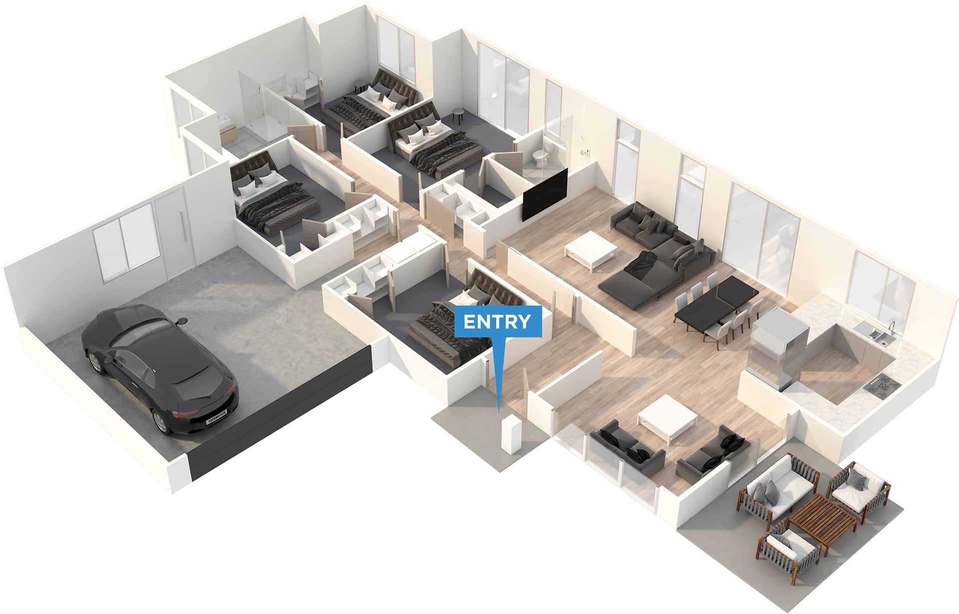 Woodside floor plan in 3D